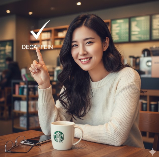 디카페인 커피를 말하는 여성