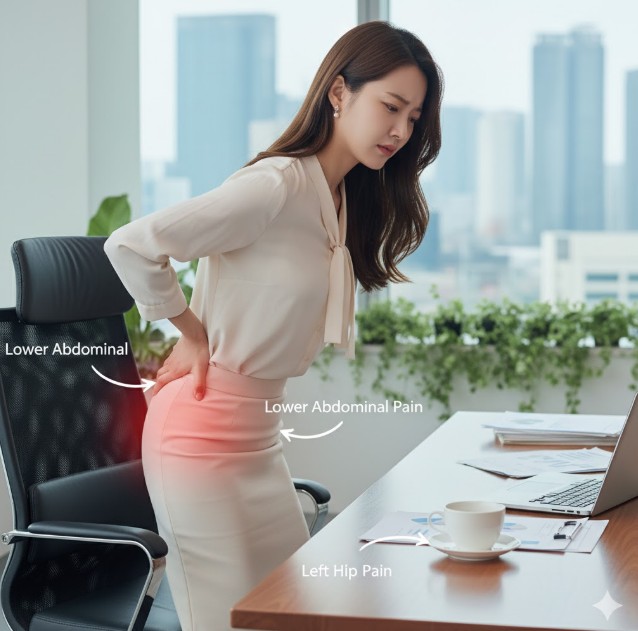 골반염 위치별 원인을 설명하는 여성