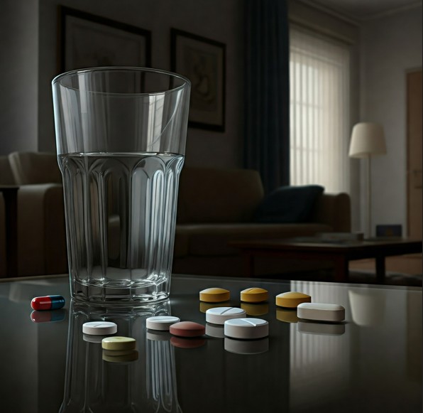 물컵과 약