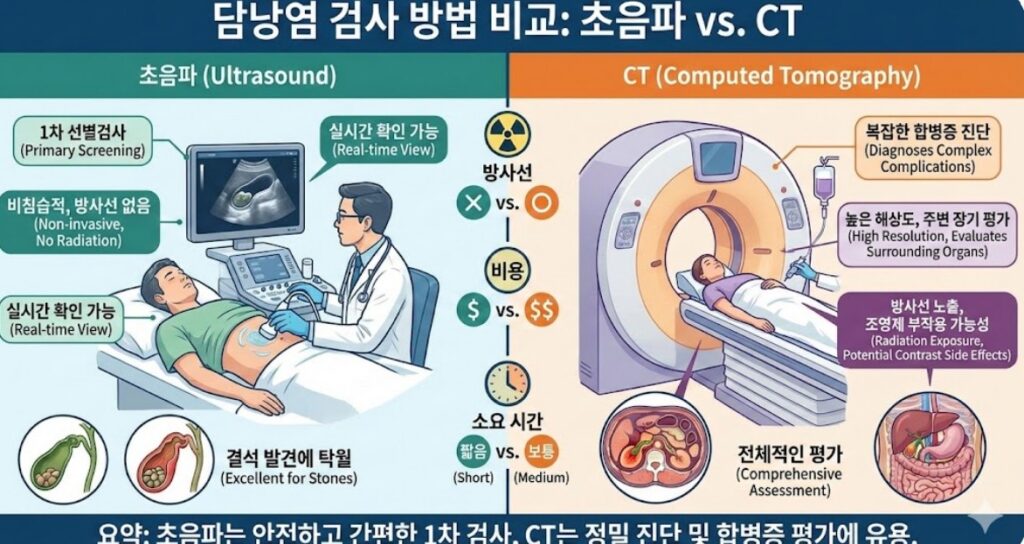 담낭염 검사 방법 비교 초음파 ct 상세내용